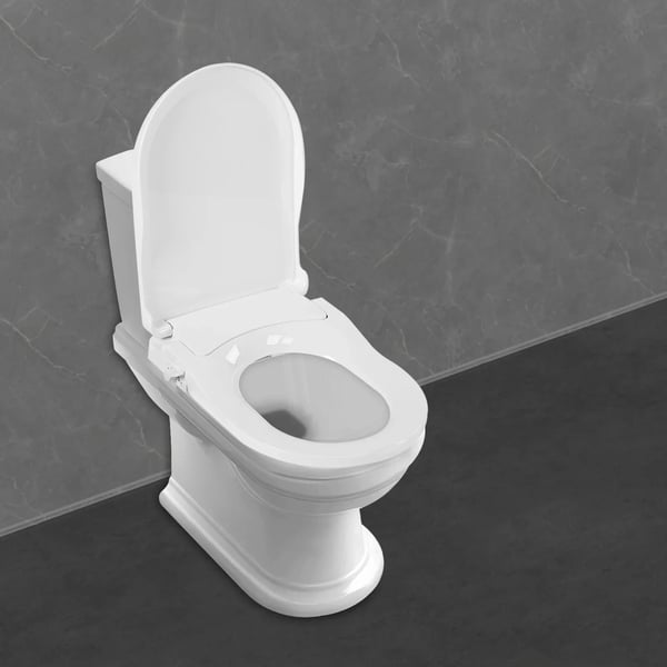 Elektrisk bidet toiletsæde - Justerbart vandtryk - To dyser til for & bag - Blødlukkende låg - Plastik