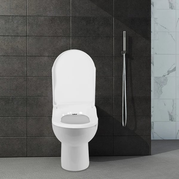 Elektrisk bidet toiletsæde - Justerbart vandtryk - To dyser til for & bag - Blødlukkende låg - Plastik