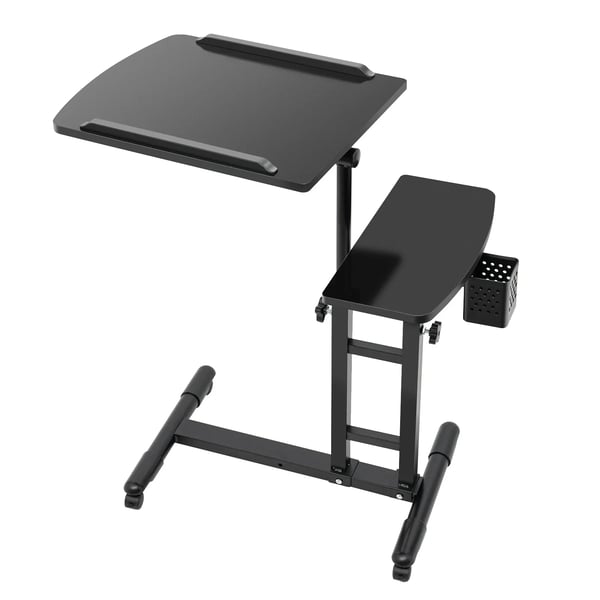 Tatoveringsarbejdsstation - Justerbart bord - Dobbelt overflade - Højde 57,5–90 cm - Slagfast plade - Jernstel - Bærbar - Sort