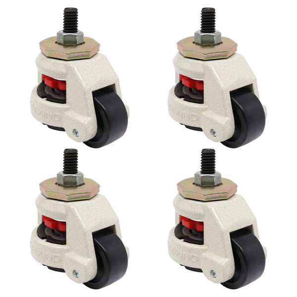 Nivelleringshjul 4-pack - GD-60S Möbelhjul - 360° Svängbara - Tung Last - Justerbar Fot - För Arbetsbänk/Hyllor - Vit