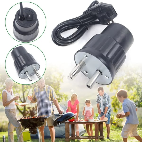 Elektrisk BBQ-motor, rotisserie spydmotor til grill, 220V, sort