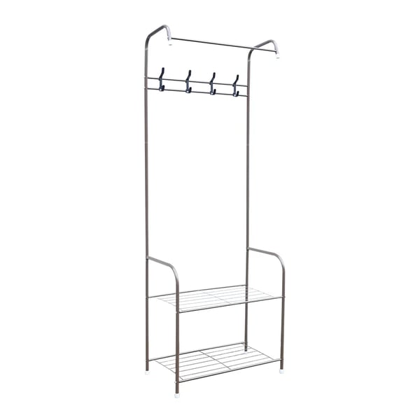 Fritstående Stumtjener - Tøjstativ - Metal - 4 Kroge - Moderne Stil - Højde 165 cm - 67x30 cm - Brun