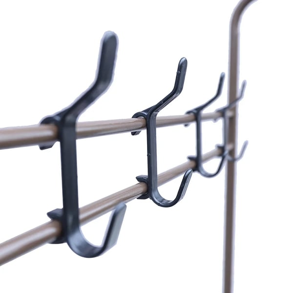 Fritstående Stumtjener - Tøjstativ - Metal - 4 Kroge - Moderne Stil - Højde 165 cm - 67x30 cm - Brun