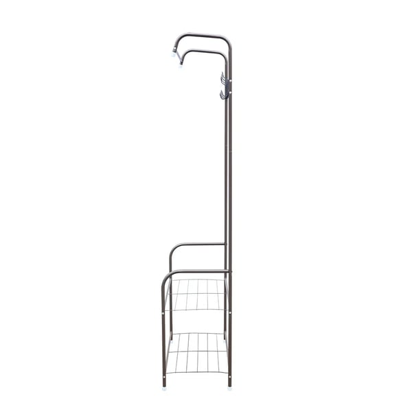 Fritstående Stumtjener - Tøjstativ - Metal - 4 Kroge - Moderne Stil - Højde 165 cm - 67x30 cm - Brun