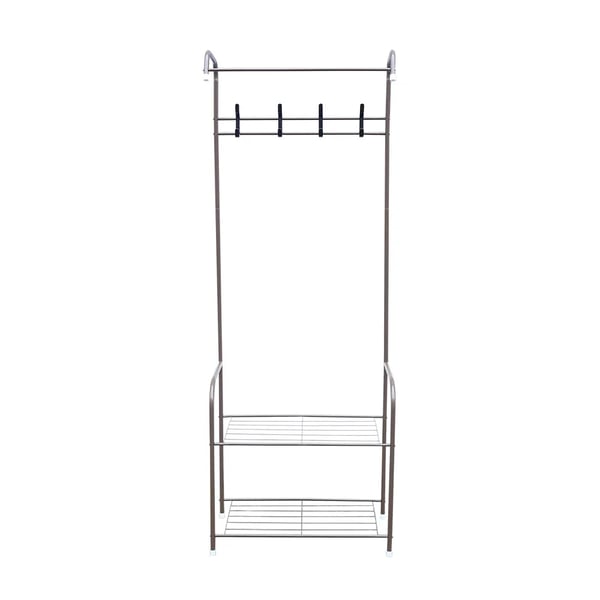 Fritstående Stumtjener - Tøjstativ - Metal - 4 Kroge - Moderne Stil - Højde 165 cm - 67x30 cm - Brun