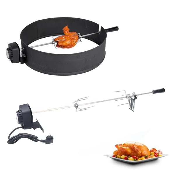 Elektriskt BBQ-rotisseri-kit, batteridrivet, grått, 120 cm spett för utomhusgrillning