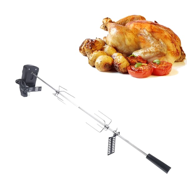 Elektriskt BBQ-rotisseri-kit, batteridrivet, grått, 120 cm spett för utomhusgrillning
