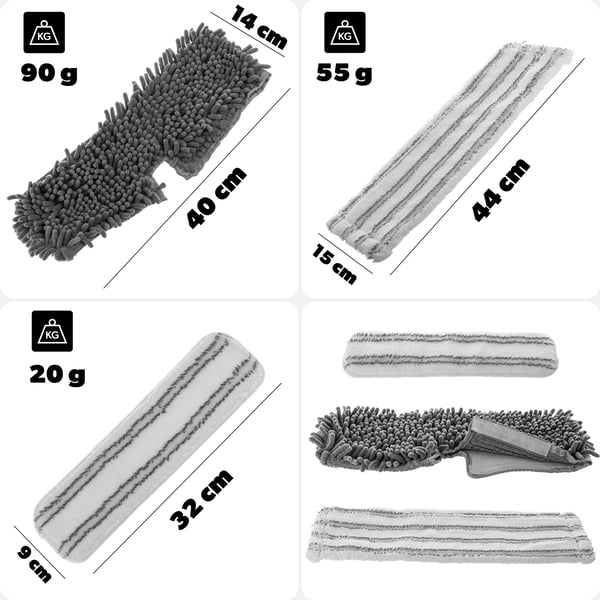 Plattmopp - Ersättningsmoppdukar (Refill) - Mikrofiber - 3-pack