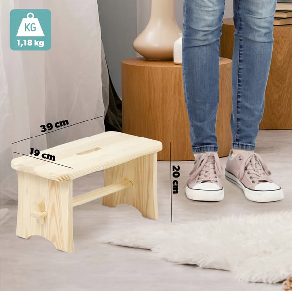 Träpall - Kökspall - Höjd 39 cm - Stabil Konstruktion - Montering Krävs
