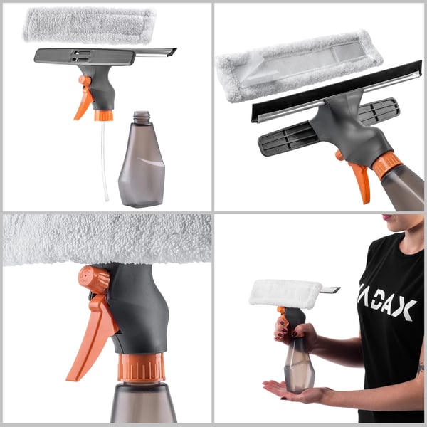 Vinduesvasker - Spraymoppe - Mikrofiberklud - Indbygget spray - Genopfyldelig beholder - Til vinduer og spejle - Stribefri rengøring