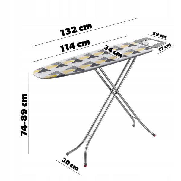 Strygebræt/Strygebord - Sammenklappeligt - 114x34 cm - Med Strygejernsholder - Let og Stabil