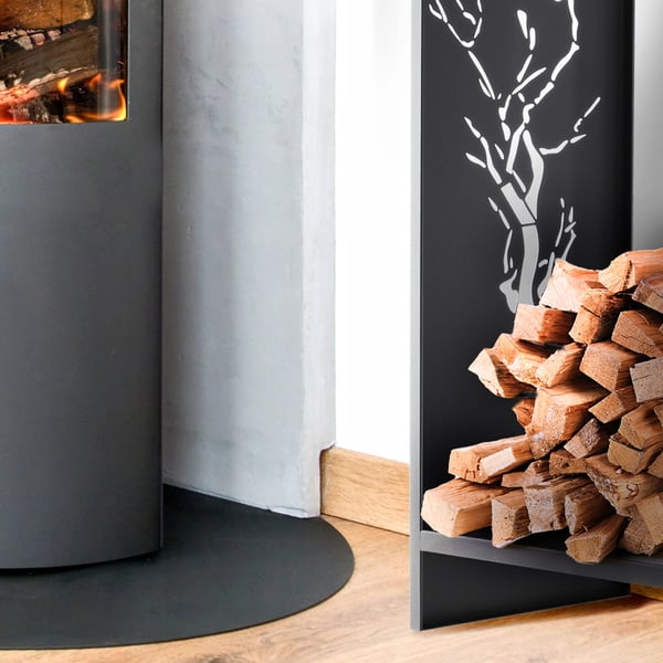 Brændestativ - Brændeholder - Metal - Med plastmåtte - 90 cm
