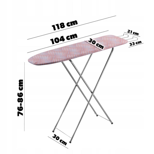 Strygebræt/Strygebord - Sammenklappeligt - 104 x 30 cm - Med strygejernsholder - Let - Kompakt