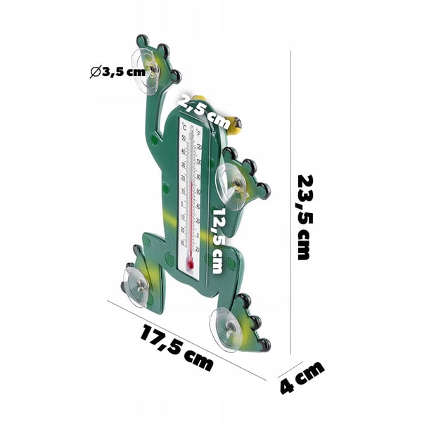 Fönstertermometer - Utvändig - Sugpropp - Självhäftande - Groddesign - Grön