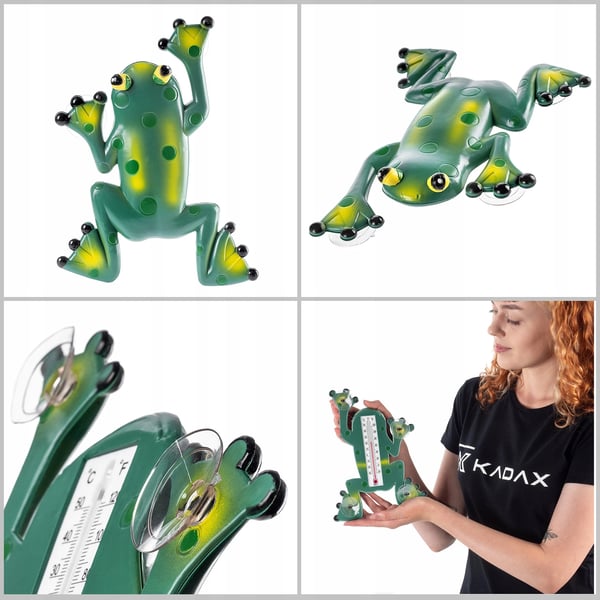 Fönstertermometer - Utvändig - Sugpropp - Självhäftande - Groddesign - Grön