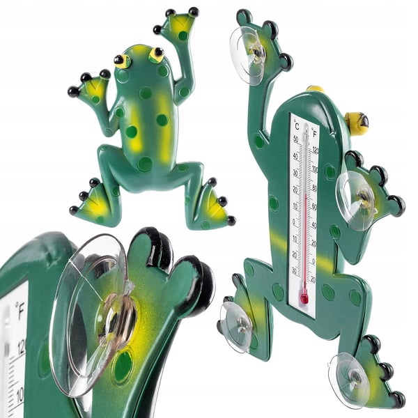 Fönstertermometer - Utvändig - Sugpropp - Självhäftande - Groddesign - Grön