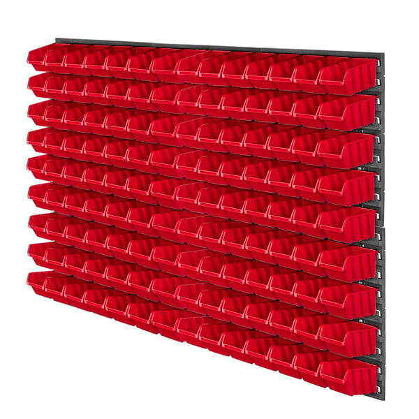 Værktøjstavle - Vægpanel - 117x78 cm - 126 dele - Med opbevaringsbokse - Til værksted/garage - Rød