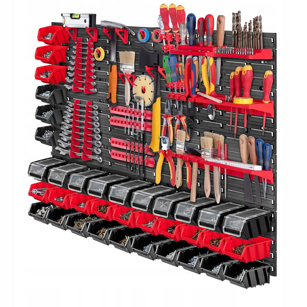 Værktøjstavle - Hulplade (pegboard) - Vægmonteret - 116 x 78 cm - 80 dele