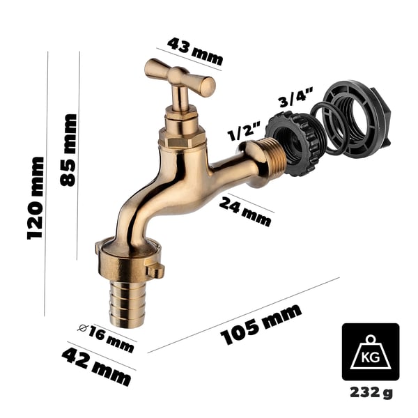 Tankhane Adapter - Ventilkobling - 1,9 cm Gevind - Til Tønde og Beholder - Til Tankhane og Ventil