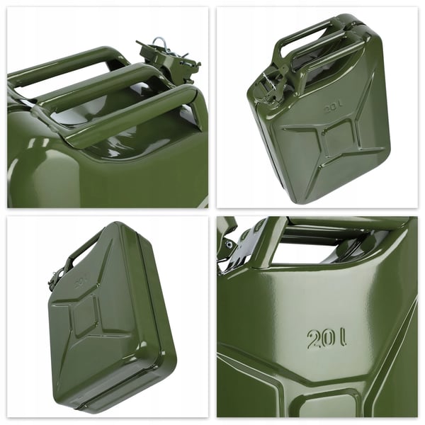 Benzindunk/Brændstofdunk - Jerrycan i metal - 20 l - Til benzin, diesel og olie