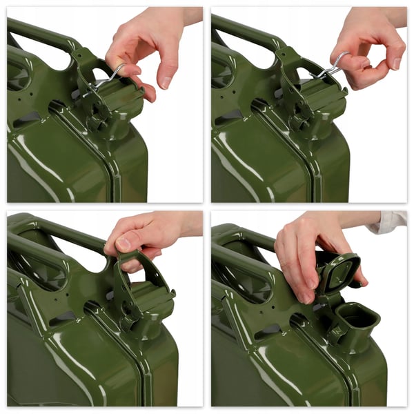 Benzindunk/Brændstofdunk - Jerrycan i metal - 20 l - Til benzin, diesel og olie