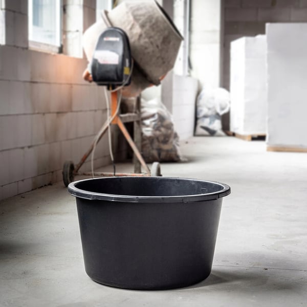 Murerbalje - Rund mørtelbalje - 65 L - Til blanding af beton og mørtel - Robust byggepladsbeholder