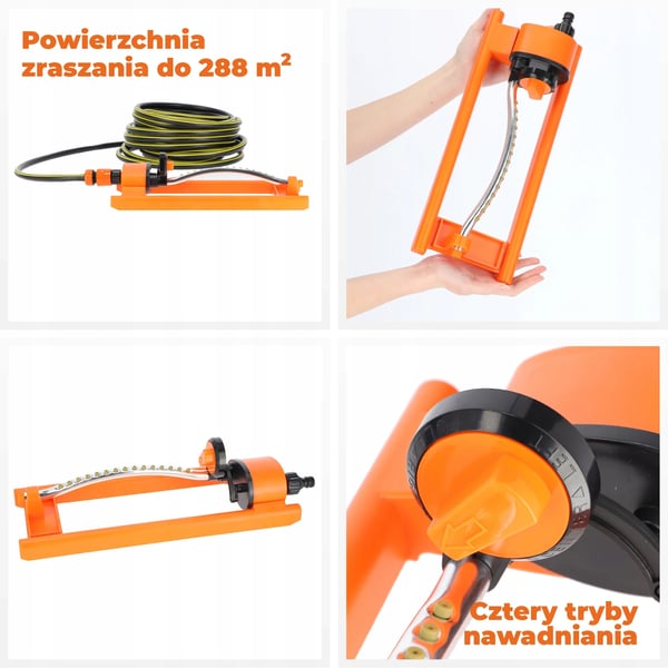 Vandsprinkler - Oscillerende havespreder - Aluminiumrør - Orange