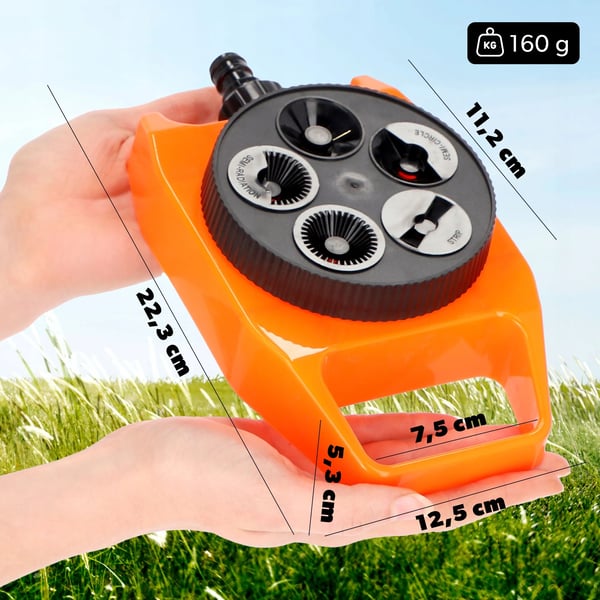 Trädgårdsspridare - Statisk sprinkler - 5 sprutmönster - För gräsmatta och rabatter