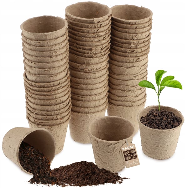 Tørvepotter - Plante- og såpotter 6 cm - 60-pak - Biologisk nedbrydelige - Til frøplanter og stiklinger - Brun