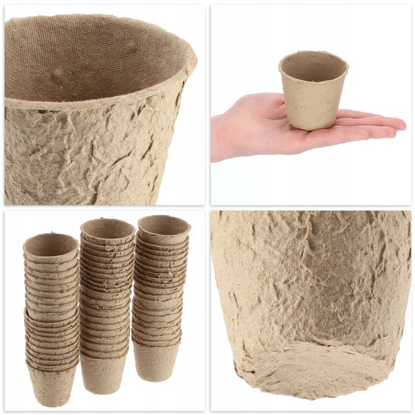 Tørvepotter - Plante- og såpotter 6 cm - 60-pak - Biologisk nedbrydelige - Til frøplanter og stiklinger - Brun