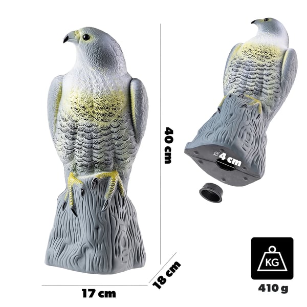 Fågelskrämma Falk - Falkattrapp / Duvskrämmare - Stor modell - Realistisk design - För tak, balkong, trädgård - Utomhus