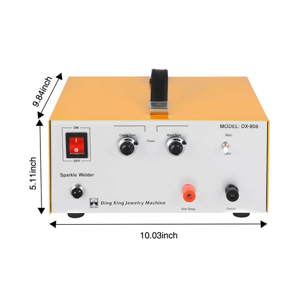 Punktsvejser til smykker - Netdrevet 600W - Justerbar 1–80A - Materialetykkelse 0,5–1,5 mm - Dobbeltspænding 110/220V - US/EU-stik - Guld