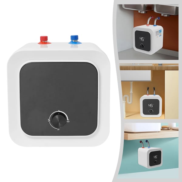 Elektrisk Mini Vandvarmer - Type1 8 L 1500 W - Instant Opvarmning - LCD-display - Underskabsmontering Køkken/Badeværelse - EU/US-stik - Hvid