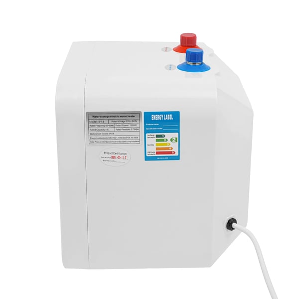 Elektrisk Mini Vandvarmer - Type1 8 L 1500 W - Instant Opvarmning - LCD-display - Underskabsmontering Køkken/Badeværelse - EU/US-stik - Hvid