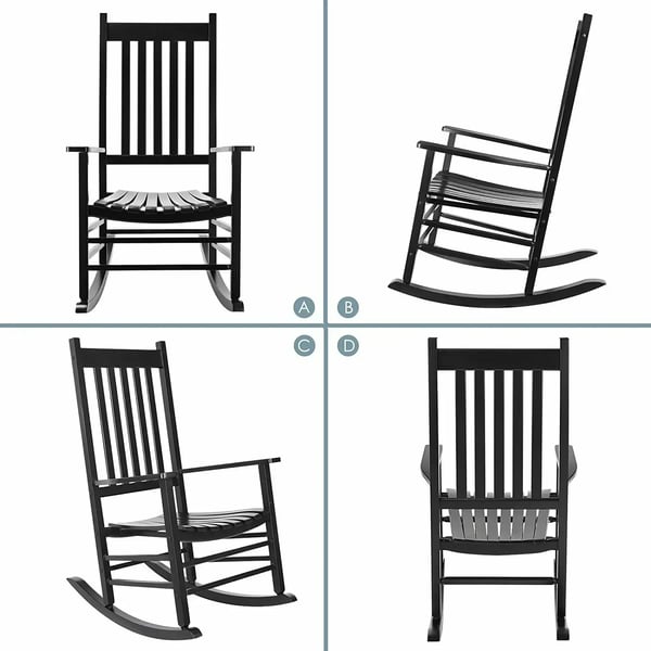 Trægyngestol - Have-/Verandamodel - Fyrretræ - Minimalistisk Moderne - Til Have, Veranda & Altan - Samles - Ikke Foldbar - Sort