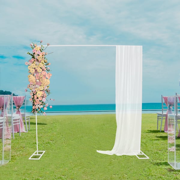 Fotobaggrundsstativ - Kvadratisk bryllupsbue - 2,4 × 2,4 m - Jern - Baseplader 23 × 50 cm - Hvid