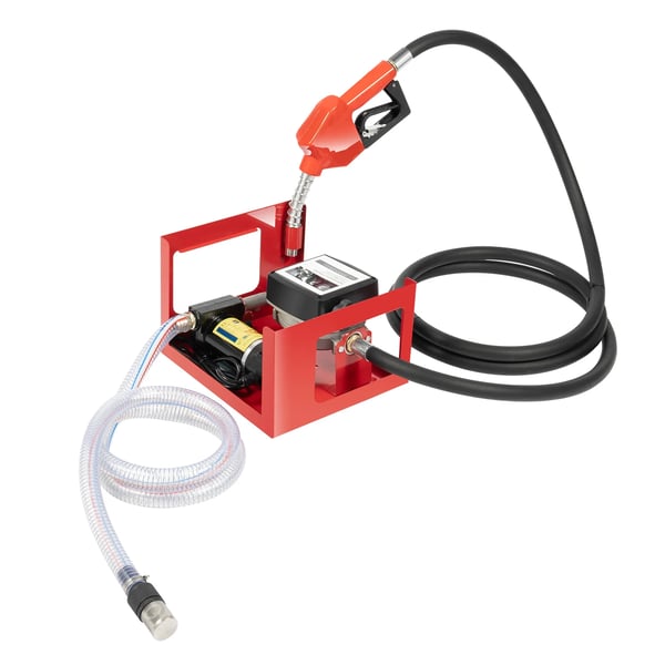 Dieselinsiirtopumppu, 12 V itseimevä malli, 45 l/min 200 W 3600 rpm, automaattinen tankkauspistooli ja virtausmittari, EU-pistoke