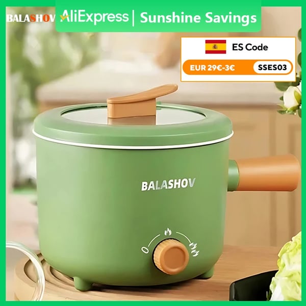 Elektrisk multikoger - Hotpot/gryde - 1,7 l, 860–1000 W, 220 V EU-stik, slip-let keramisk indsats, rustfrit stål, tørkogebeskyttelse - Grøn