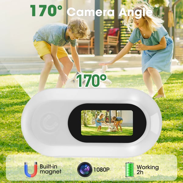 Hundehalsbånd med kamera - 1080p video - 170° vidvinkel - 32 GB SD-kort - USB-genopladelig - Nylon - Sort