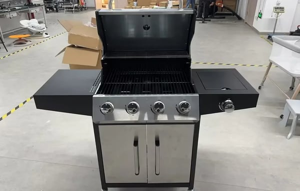 Gasgrill - Grillvogn 4+1 - Sidebrænder - Naturgas - Rustfrit stål - 52.000 BTU - Stor grillflade - Sølv