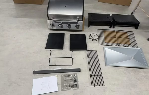 Gasgrill - Grillvogn 4+1 - Sidebrænder - Naturgas - Rustfrit stål - 52.000 BTU - Stor grillflade - Sølv