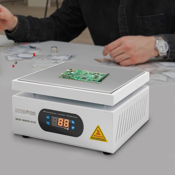 Forvarmestation til PCB/LCD - Digital varmeplade - 200×200 mm - EU-stik - 700 W - Justerbar 0–500 °C - 220 V - Hvid