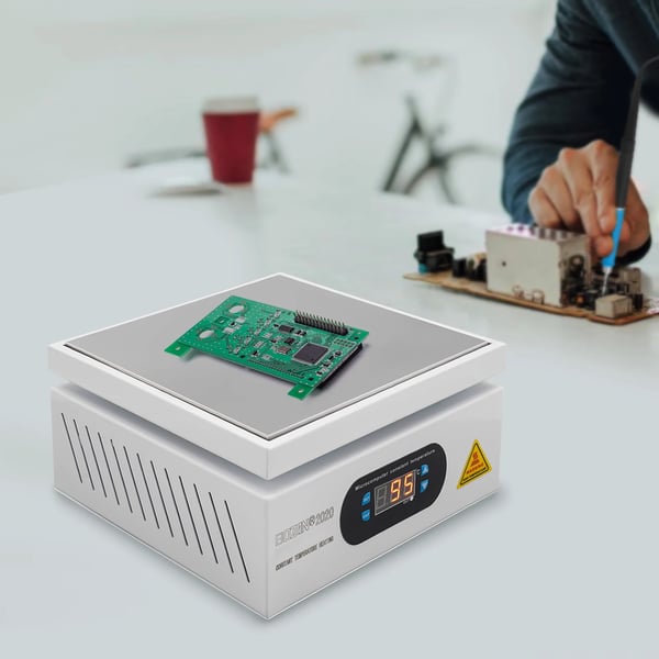 Forvarmestation til PCB/LCD - Digital varmeplade - 200×200 mm - EU-stik - 700 W - Justerbar 0–500 °C - 220 V - Hvid