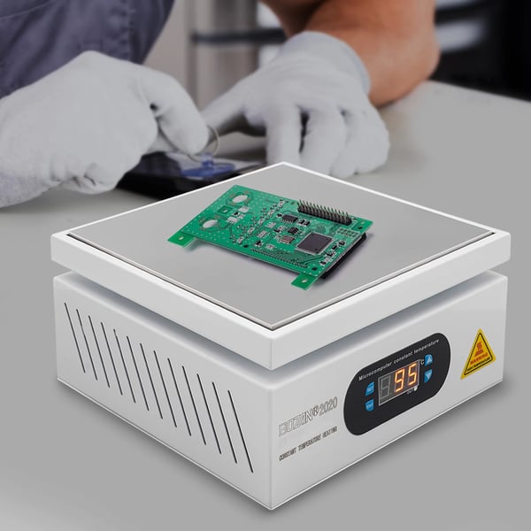 Forvarmestation til PCB/LCD - Digital varmeplade - 200×200 mm - EU-stik - 700 W - Justerbar 0–500 °C - 220 V - Hvid
