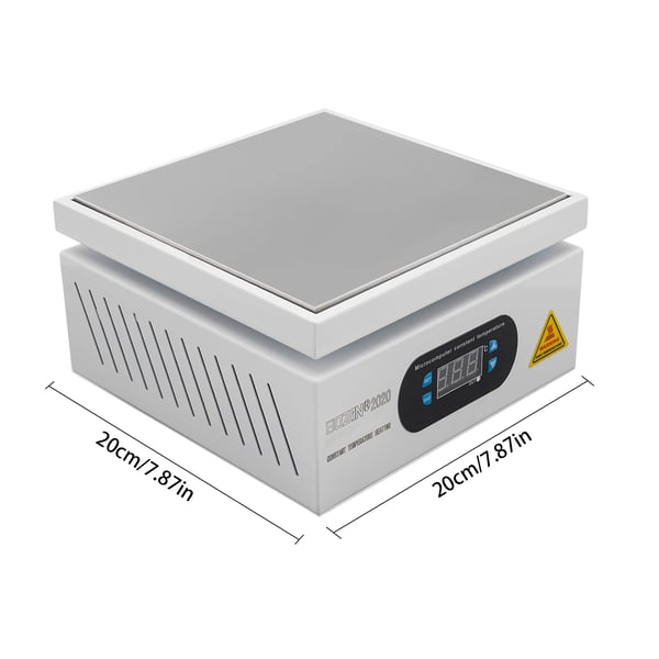 Forvarmestation til PCB/LCD - Digital varmeplade - 200×200 mm - EU-stik - 700 W - Justerbar 0–500 °C - 220 V - Hvid