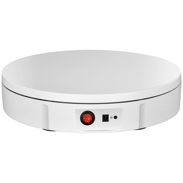 Roterende displaystander - Elektrisk drejeskive - 360° rotation - 100 kg bæreevne - 30 cm diameter - Til foto og produktudstilling - Hvid
