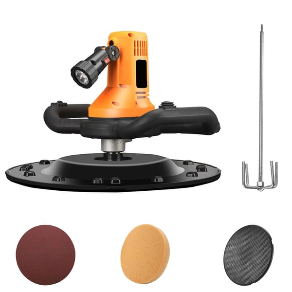 Vægglatter - Elektrisk pudse- og glittemaskine 1700 W - Udjævning og polering - Til beton/cement/mørtel - Inkl. bærbar boreblander - Lysegul