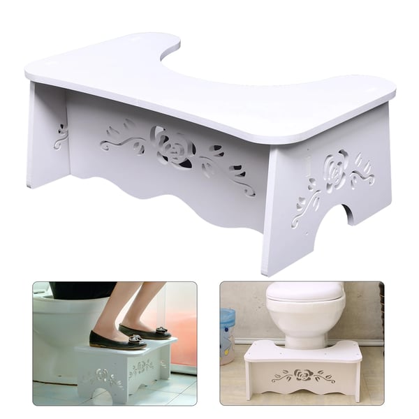 Toiletskammel - WC-skammel - MDF - 47 x 27,5 x 17,5 cm - Til standardtoilet - Nem at samle - Hvid