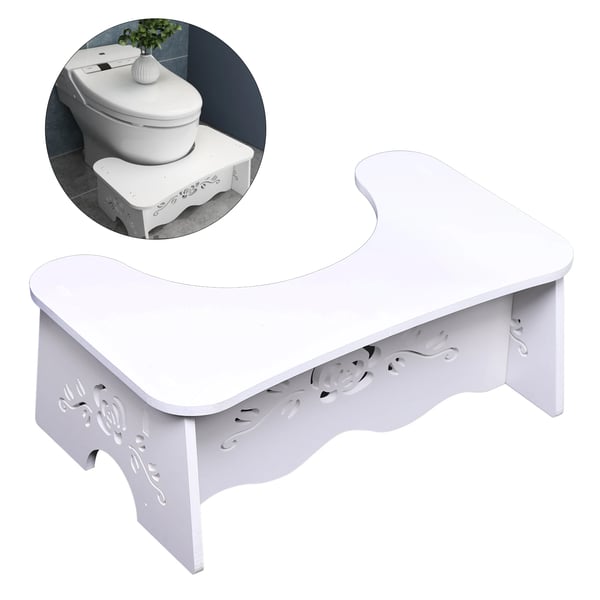 Toiletskammel - WC-skammel - MDF - 47 x 27,5 x 17,5 cm - Til standardtoilet - Nem at samle - Hvid