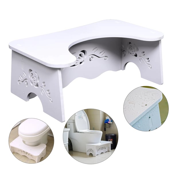 Toiletskammel - WC-skammel - MDF - 47 x 27,5 x 17,5 cm - Til standardtoilet - Nem at samle - Hvid